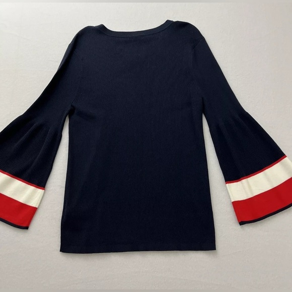 🌹NWOT: TOMMY HILFIGER BELL SLEEVED RIBBED SWEATER - Picture 2 of 9